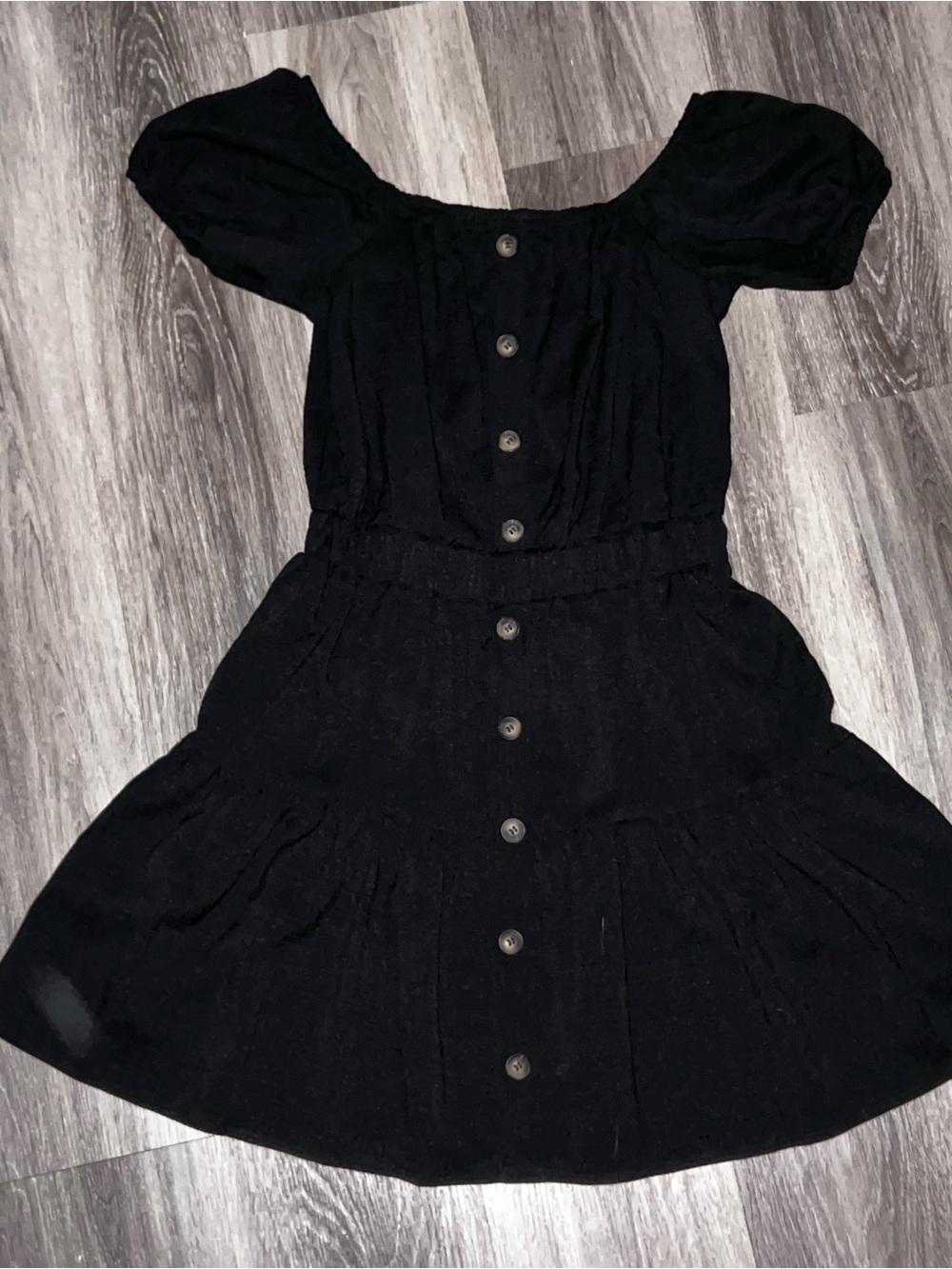 Classic Black Button-Front Womens Dress M